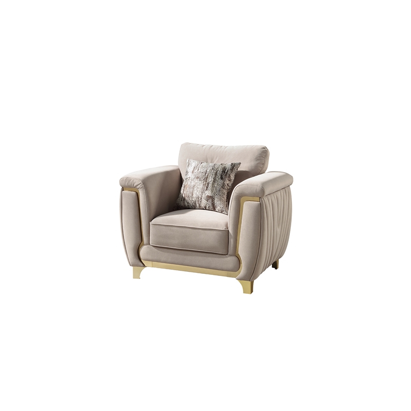 Leena Contemporary Style 3PC Livingroom Set Made with Wood in Beige
