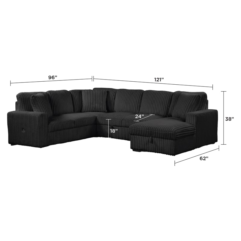 Grande Modern Style Sectional Sofa Made with wood in Black