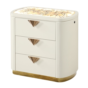 La Pierre Contemporary Style 3-Drawer Nightstand made with Wood in Beige