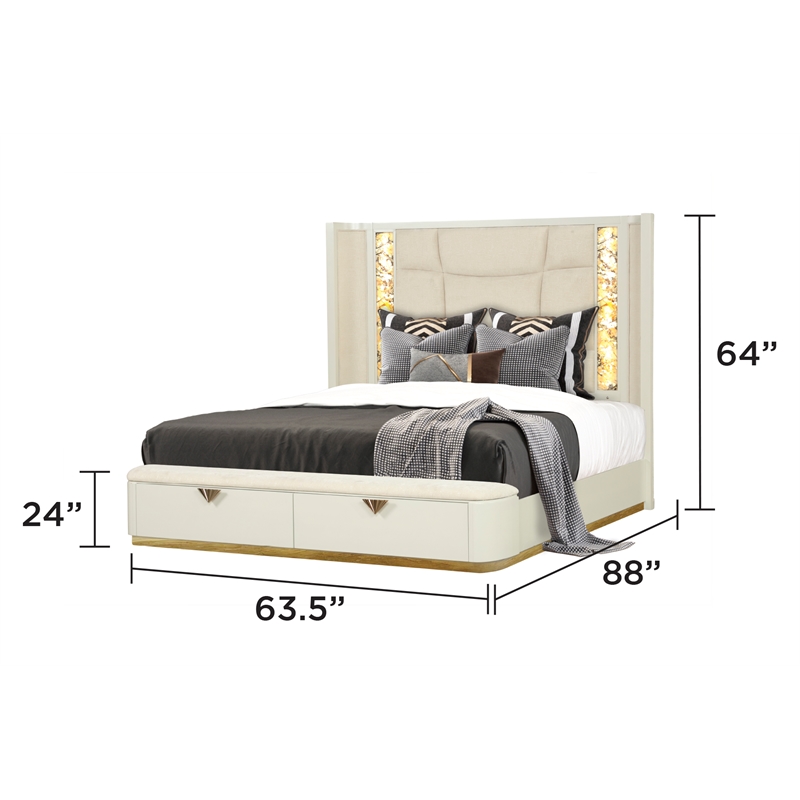 La Pierre Contemporary Style Queen Size bed made with Wood in Beige
