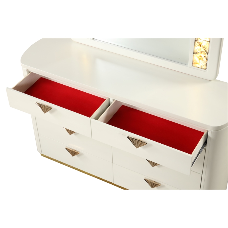 La Pierre Contemporary Style Queen 4PC Bedroom Set made with Wood in Beige