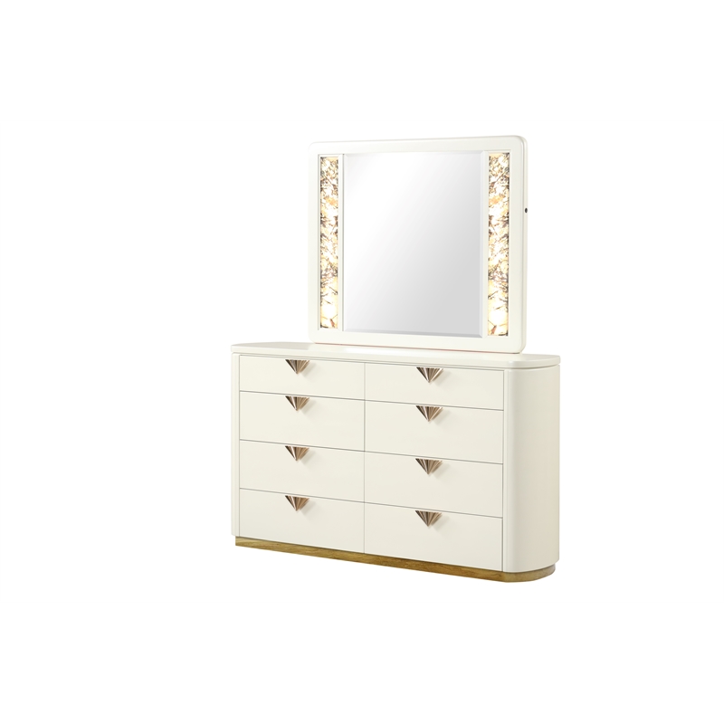 La Pierre Contemporary Style Queen 4PC Bedroom Set made with Wood in Beige