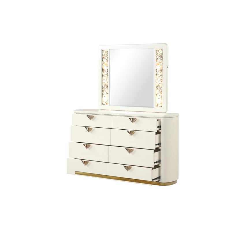 La Pierre Contemporary Style King 4PC Bedroom Set made with Wood in Beige