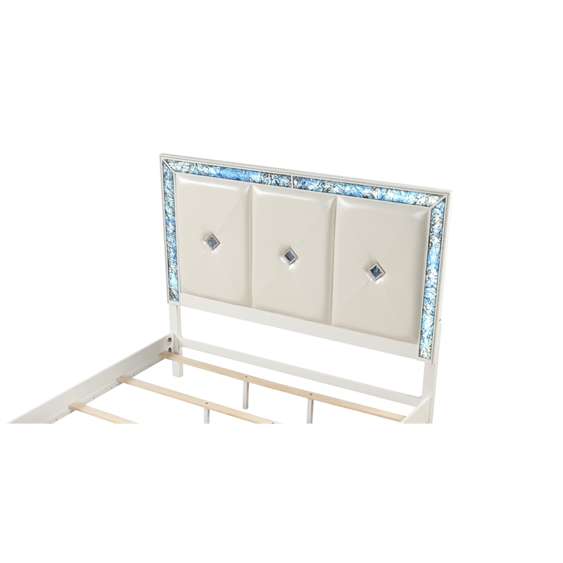 Laguna Modern Style Queen Size Bed made with Wood in White