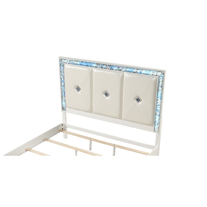 Laguna Modern Style King Size Bed made with Wood in White