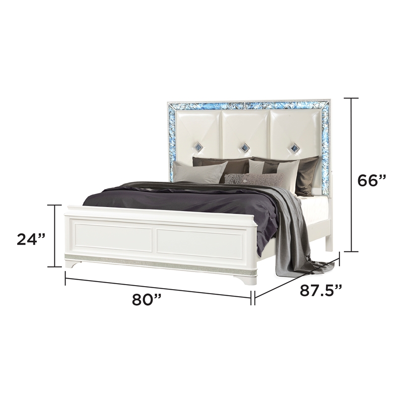 Laguna Modern Style King 4 PC Bedroom set made with Wood in White