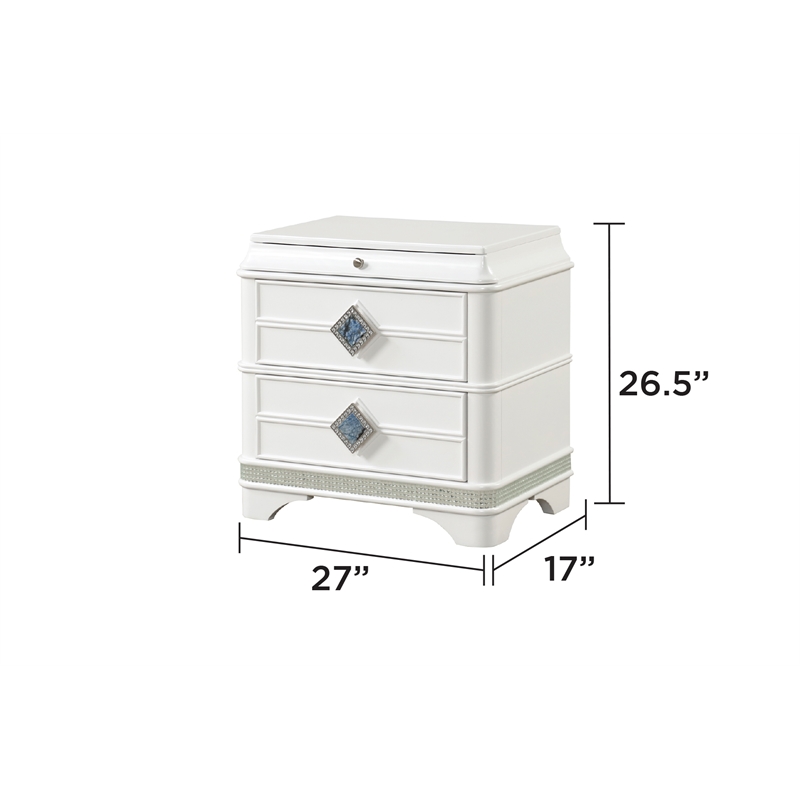 Laguna Modern Style King 4 PC Bedroom set made with Wood in White