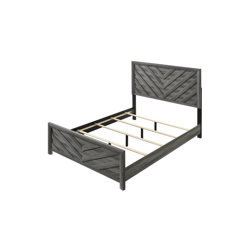 Denver Modern Style Queen Size Bed Made With Wood in Gray Colour