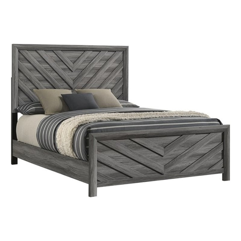 Denver Modern Style Queen Size Bed Made With Wood in Gray Colour