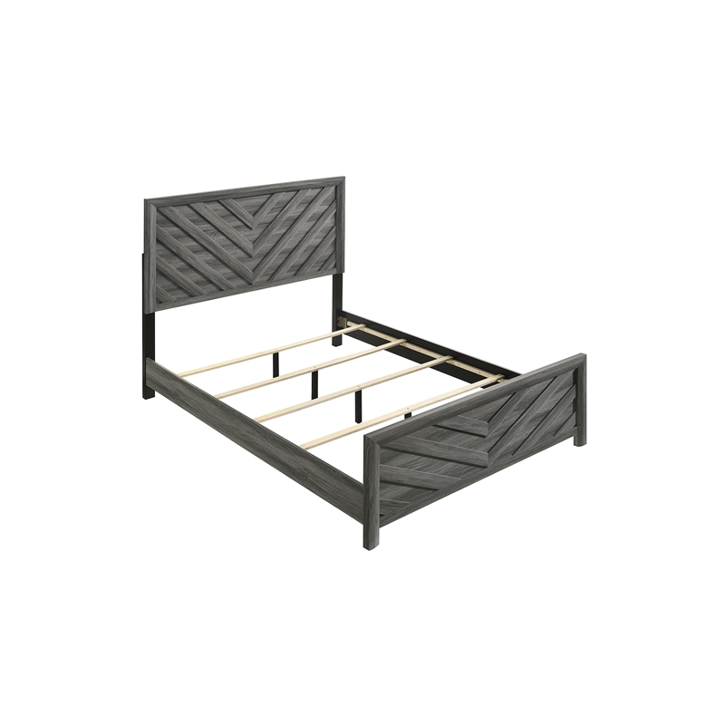 Denver Modern Style Queen Size Bed Made With Wood in Gray Colour