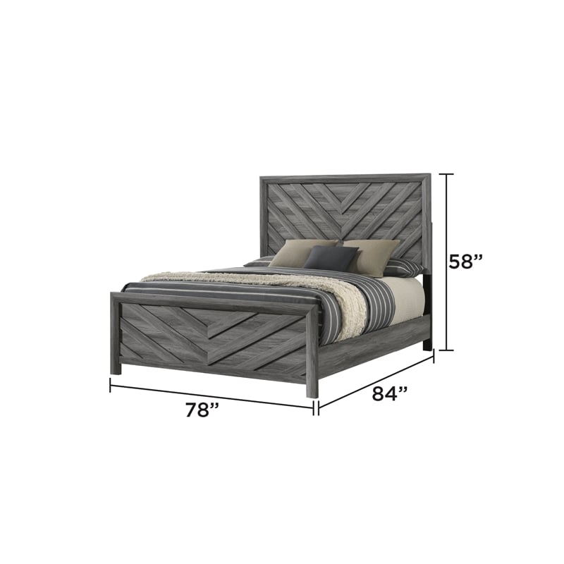 Denver Modern Style 5PC King Size Bedroom Set Made With Wood in Gray Colour