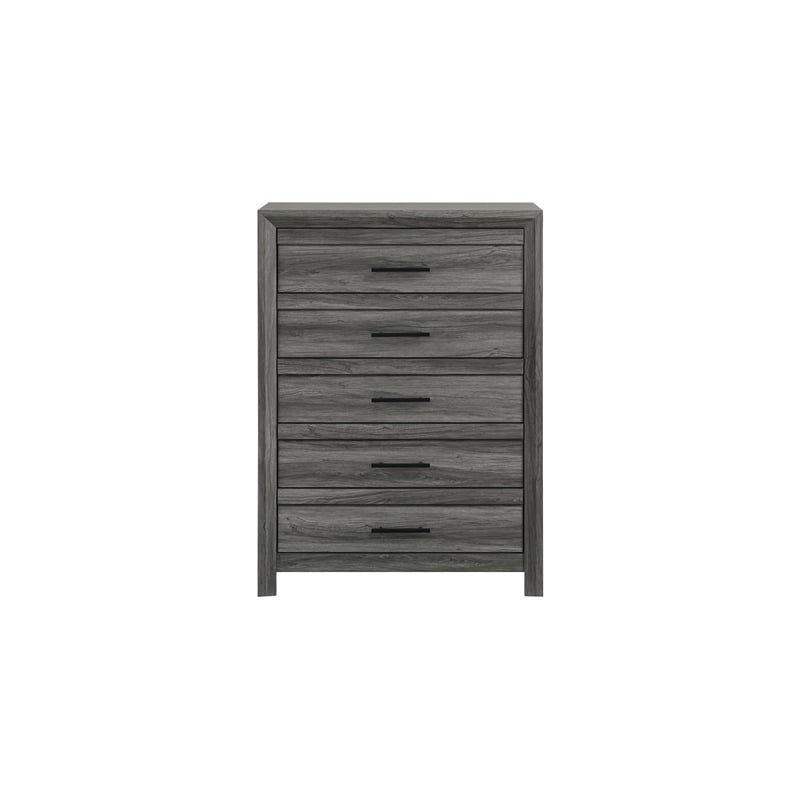 Denver Modern Style 5PC Full Size Bedroom Set Made With Wood in Gray Colour