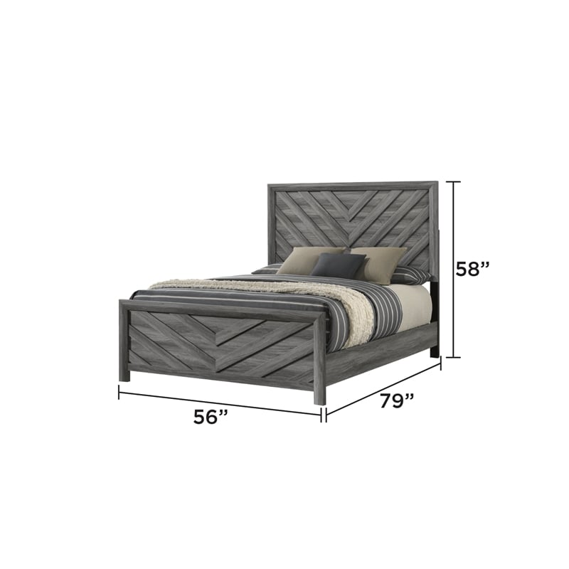 Denver Modern Style 5PC Full Size Bedroom Set Made With Wood in Gray Colour