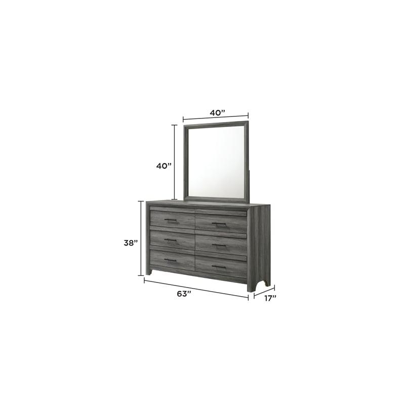 Denver Modern Style 5PC Full Size Bedroom Set Made With Wood in Gray Colour