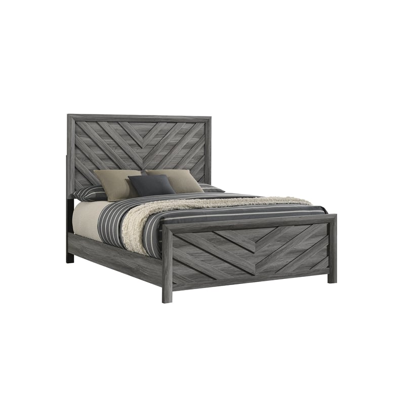 Denver Modern Style 4PC Twin Bedroom Set Made With Wood in Gray