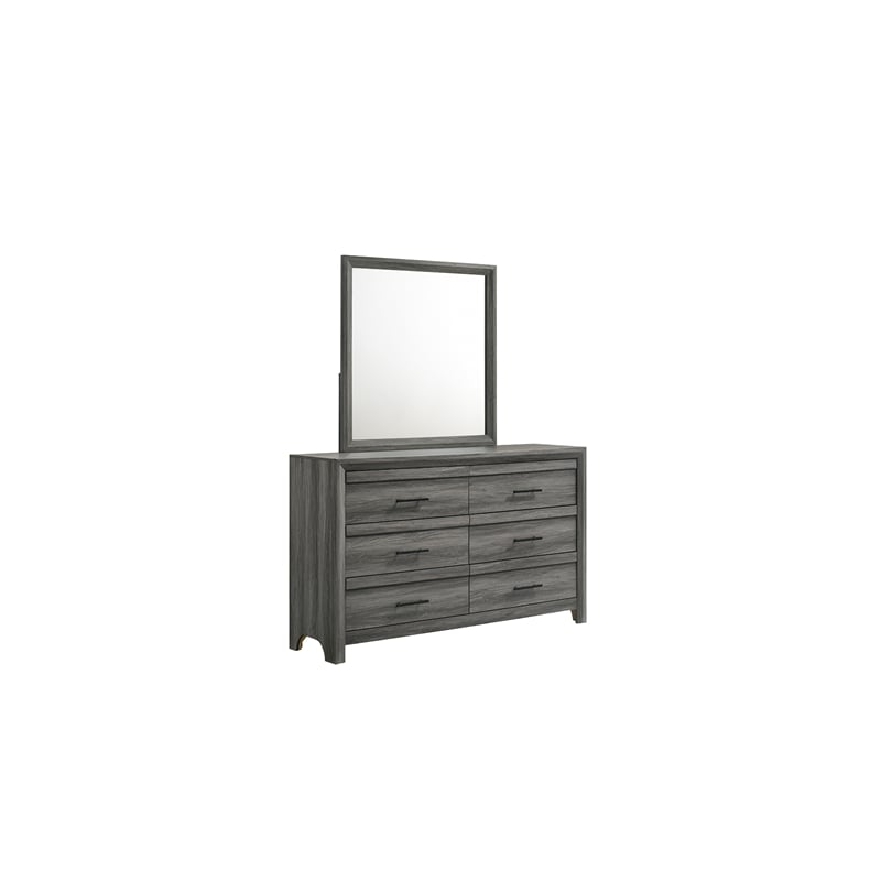 Denver Modern Style 4PC Twin Bedroom Set Made With Wood in Gray