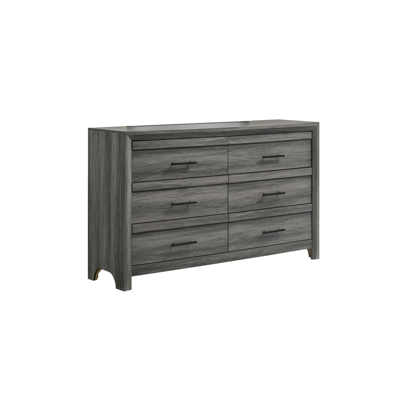 Denver Modern Style 4PC Twin Bedroom Set Made With Wood in Gray