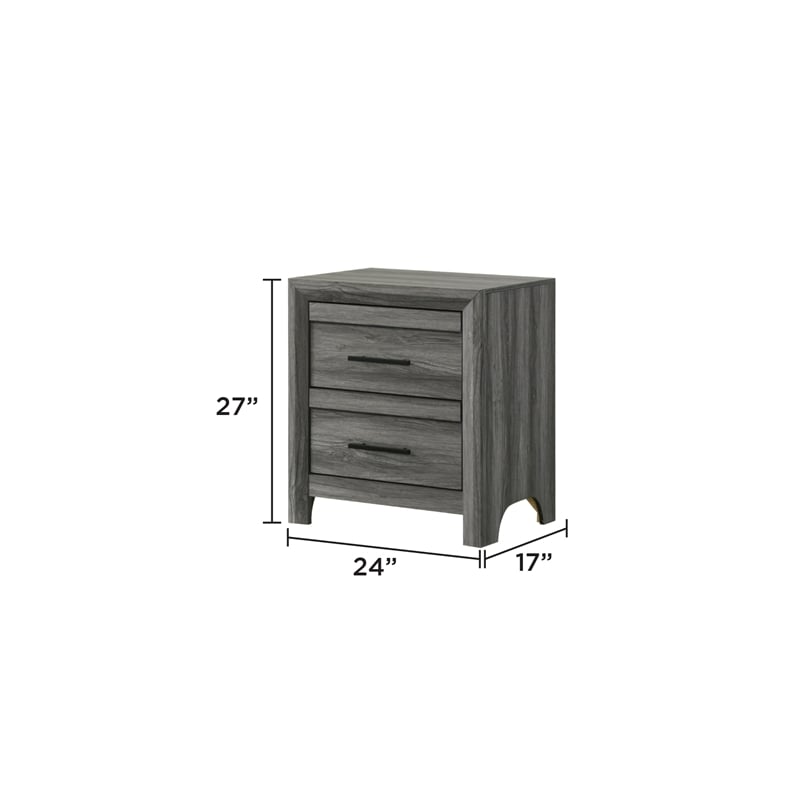 Denver Modern Style 4PC Twin Bedroom Set Made With Wood in Gray