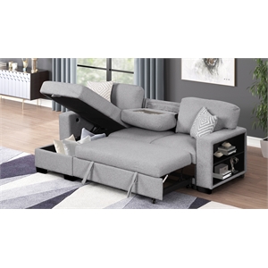 Pinto Modern Style L-Shaped Sectional Made with wood in Gray