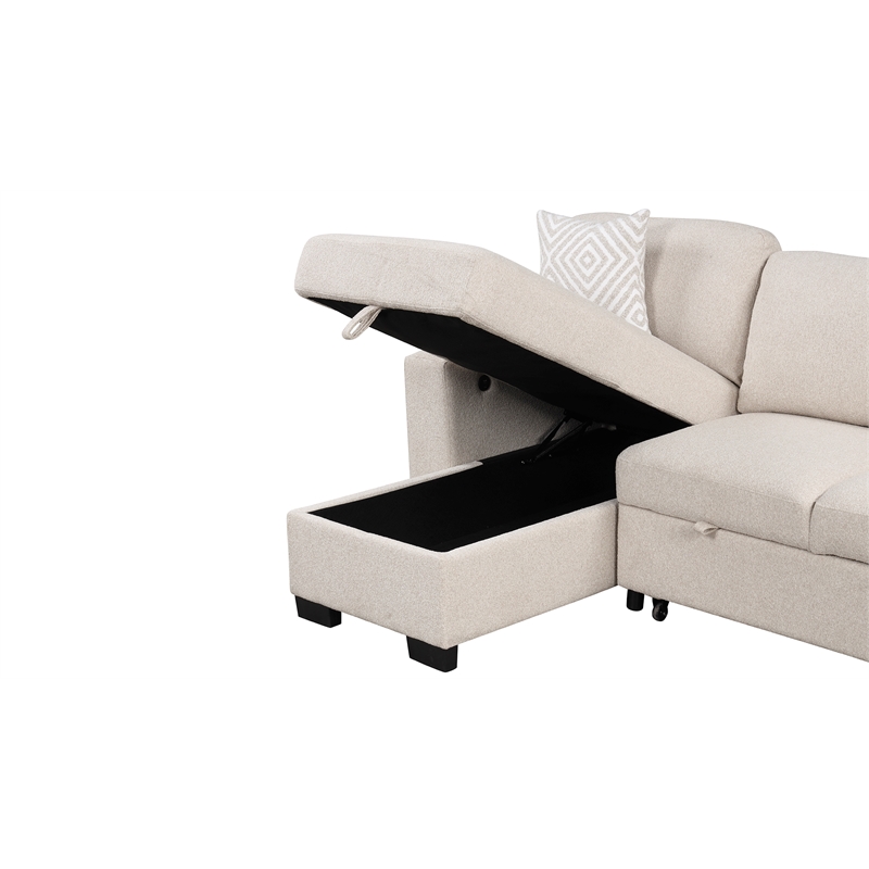 Pinto Modern Style L-Shaped Sectional Made with wood in Beige