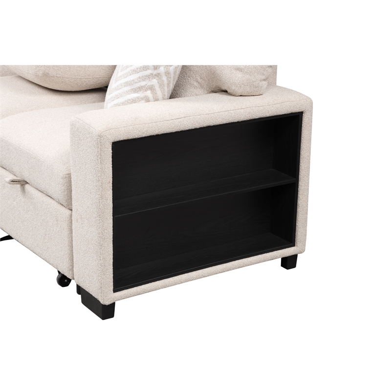 Pinto Modern Style L-Shaped Sectional Made with wood in Beige