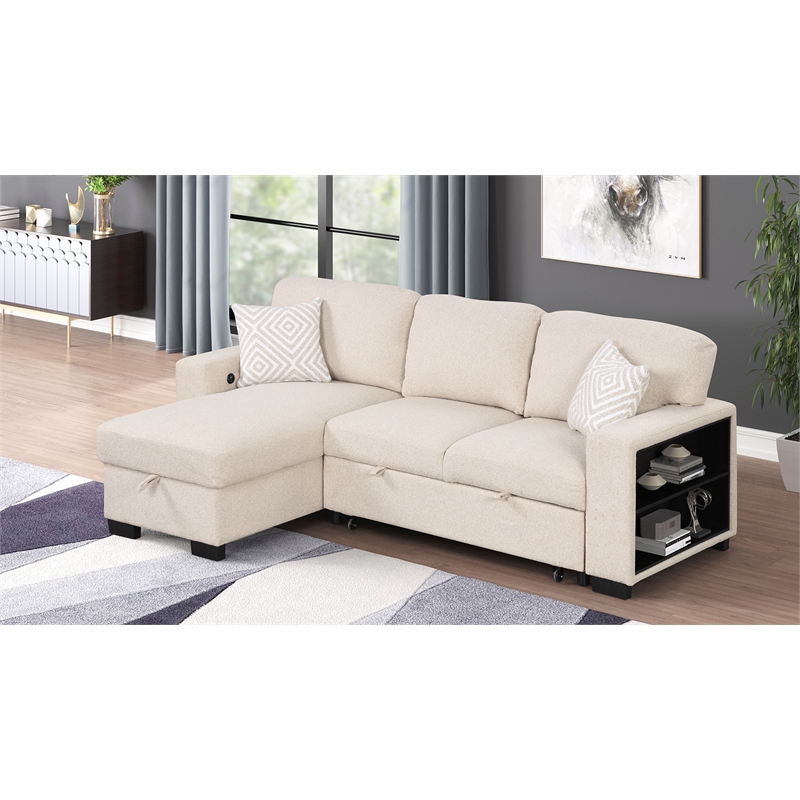 Pinto Modern Style L-Shaped Sectional Made with wood in Beige