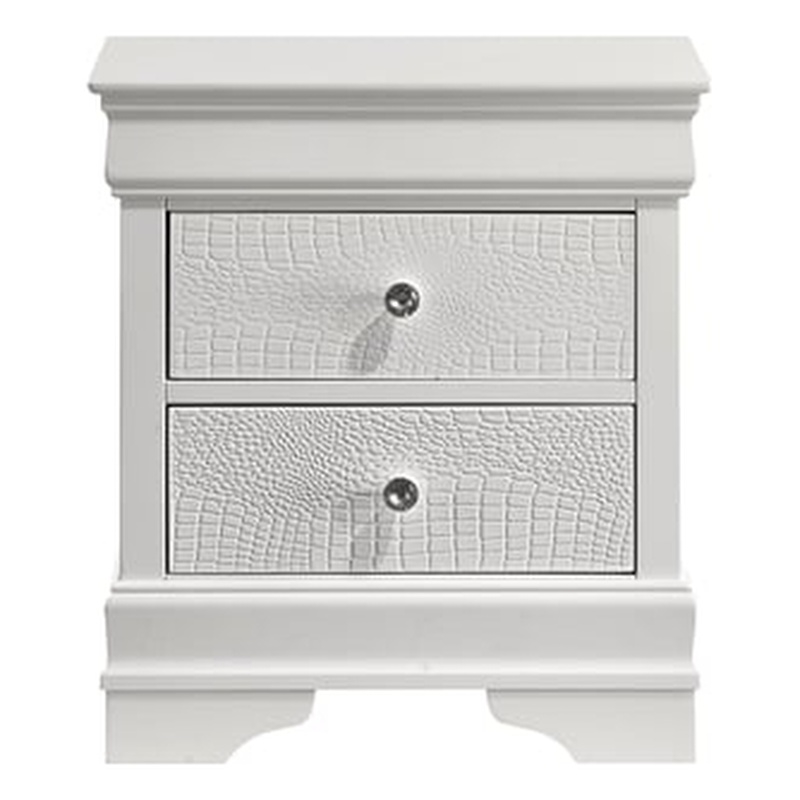 Blaze Modern 2-Drawer Nightstand made with Wood and silver metal Knobs in White