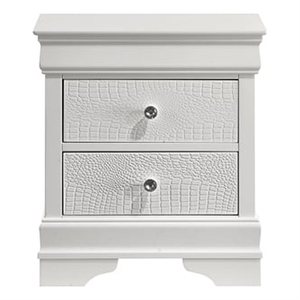 Blaze Modern 2-Drawer Nightstand made with Wood and silver metal Knobs in White