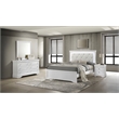 Blaze Modern Style Twin Bed made with Wood and LED Headboard in White