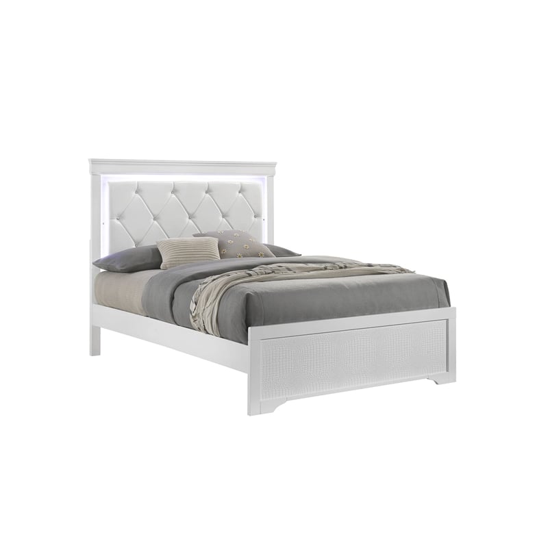 Blaze Modern Style Queen Bed made with Wood in White