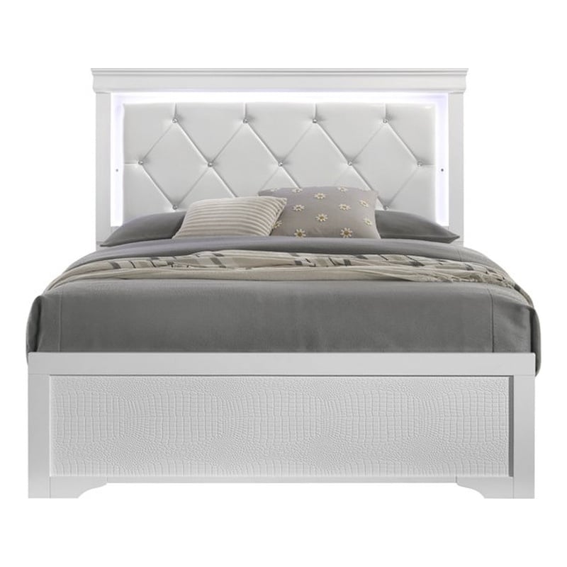 Blaze Modern Style Queen Bed made with Wood in White