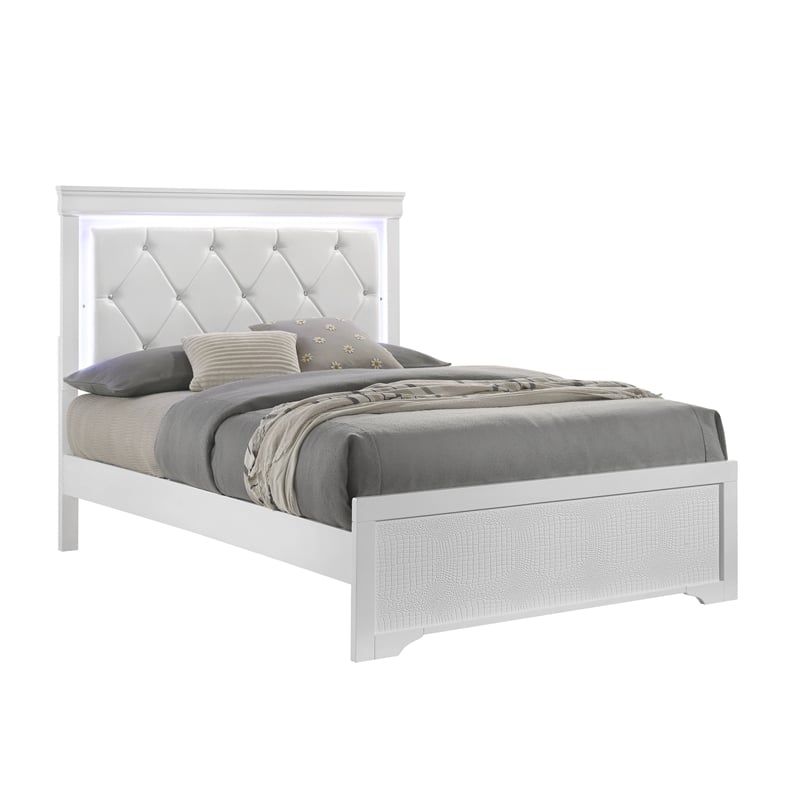 Blaze Modern Style Queen Bed made with Wood in White