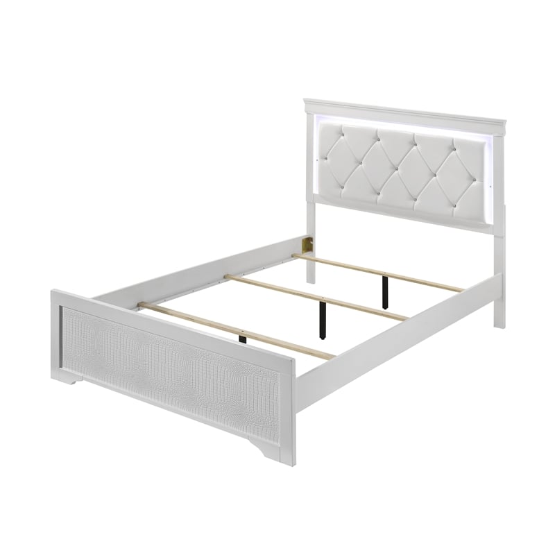 Blaze Modern Style Queen Bed made with Wood in White