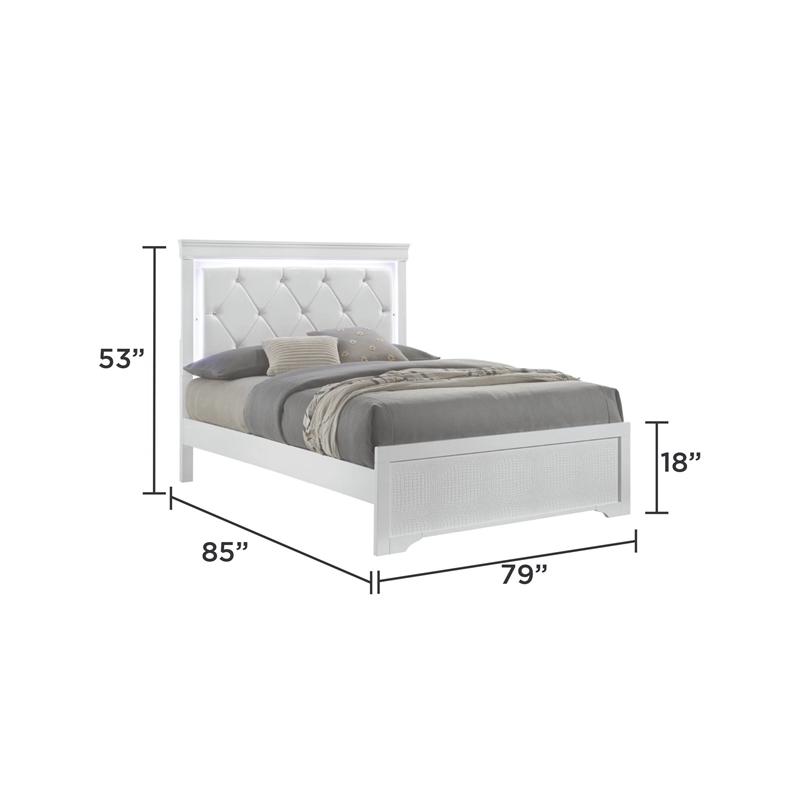 Blaze Modern Style King Bed made with Wood in White
