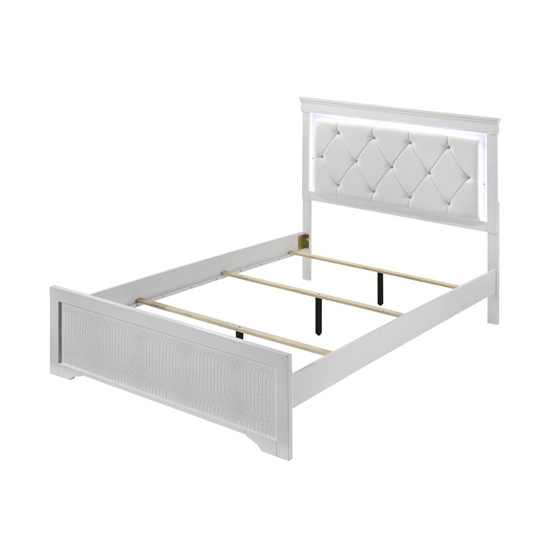 Blaze Modern Style King Bed made with Wood in White