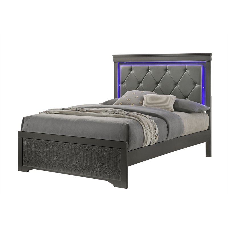 Blaze Modern Style Twin Bed made with Wood in Gray