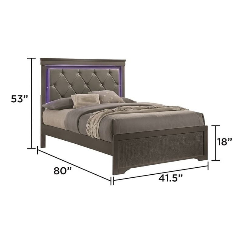 Blaze Modern Style Twin Bed made with Wood in Gray