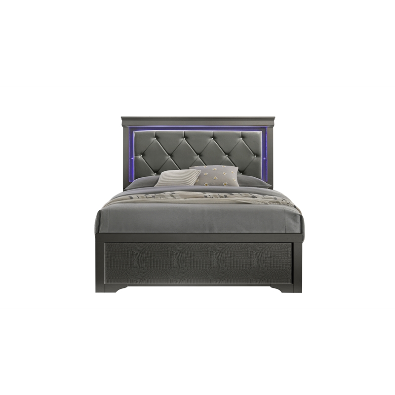 Blaze Modern Style Full Bed made with Wood in Gray Color