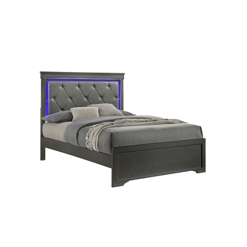 Blaze Modern Style Full Bed made with Wood in Gray Color