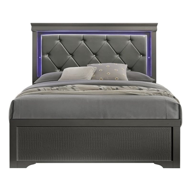 Blaze Modern Style Full Bed made with Wood in Gray Color