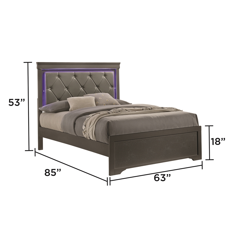 Blaze Modern Stylish Queen Bed Wooden Frame in Gray Finish
