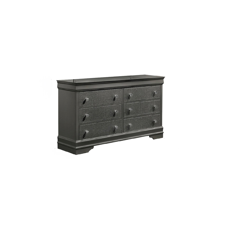 Blaze Modern Style Full 5PC bedroom set made with Wood & LED Headboard in Gray