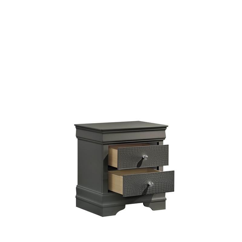 Blaze Modern Style Full 5PC bedroom set made with Wood & LED Headboard in Gray