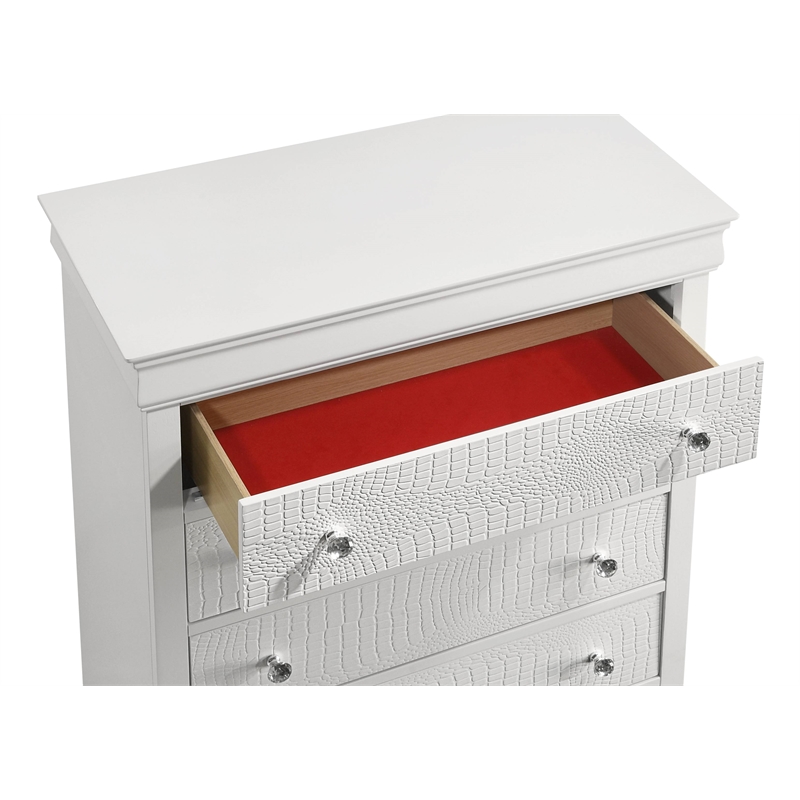 Blaze Modern Style 5-Drawer Chest made with Wood in White