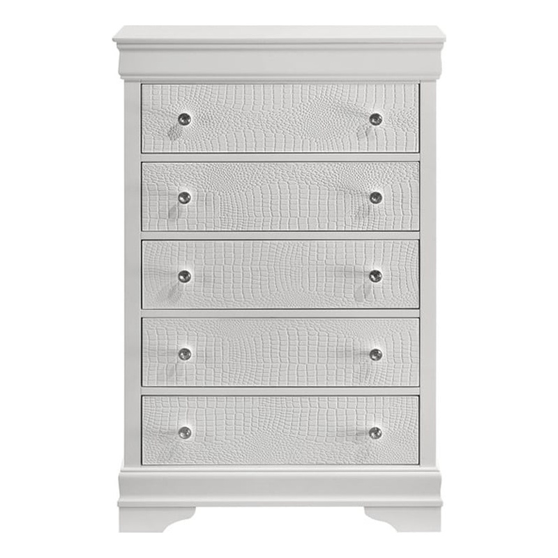 Blaze Modern Style 5-Drawer Chest made with Wood in White