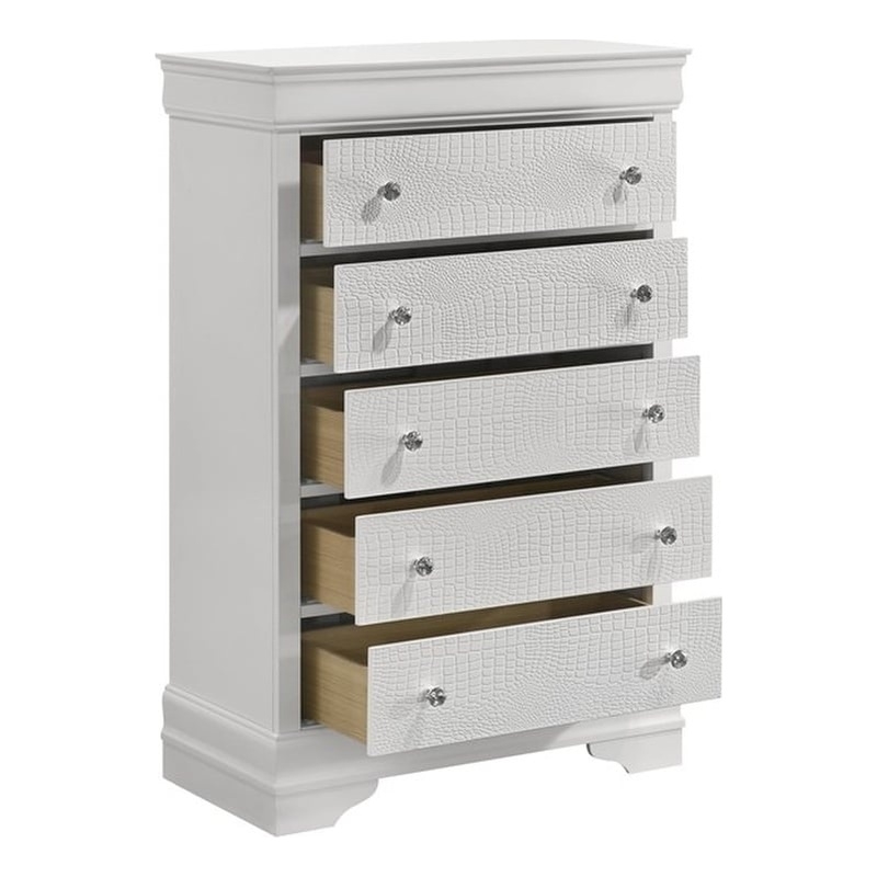 Blaze Modern Style 5-Drawer Chest made with Wood in White