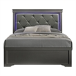Blaze Modern Style King 5PC bedroom set made with Wood & LED Headboard in Gray
