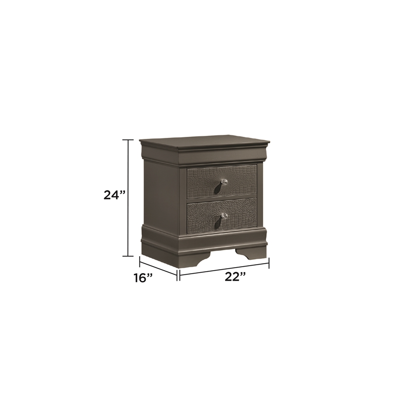 Blaze Modern Style King 5PC bedroom set made with Wood & LED Headboard in Gray
