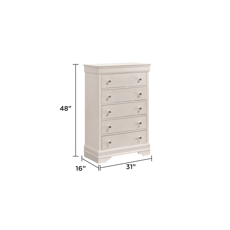 Blaze Modern Style Queen 5PC bedroom set made with Wood & LED Headboard in White