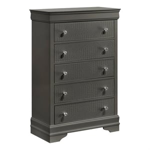 Blaze Modern Style 5-Drawer Chest made with Wood in Gray